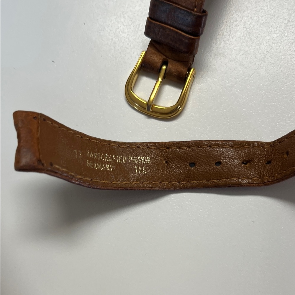 Vintage Gold Skeleton Mickey Mouse  Watch with Brown Leather Strap - Picture 5 of 5